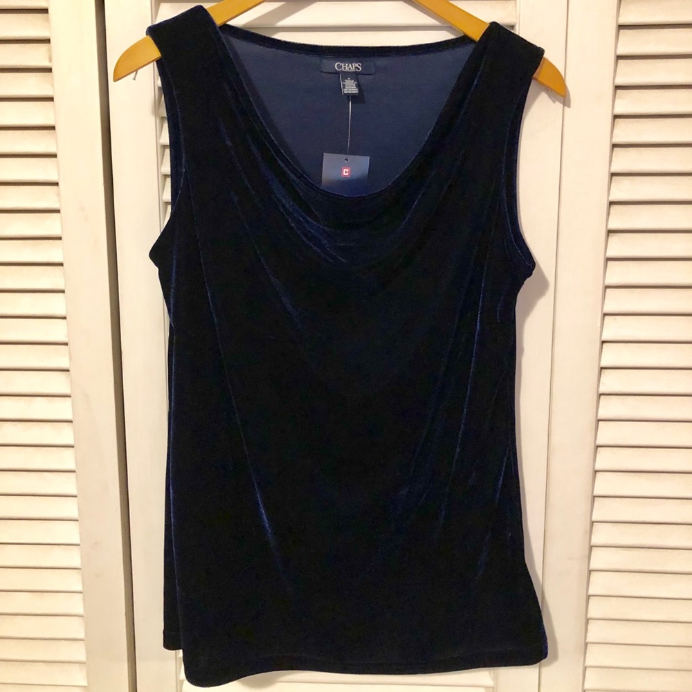 COPY - CHAPS Navy Velvet Blouse NWT